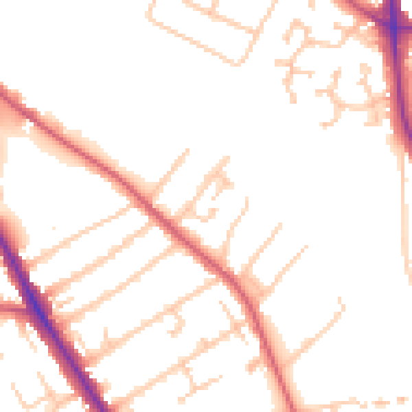 Daytime road noise heatmap for TW11 9QW