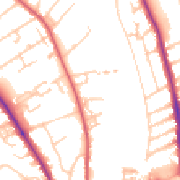 Daytime road noise heatmap for TW11 9RJ