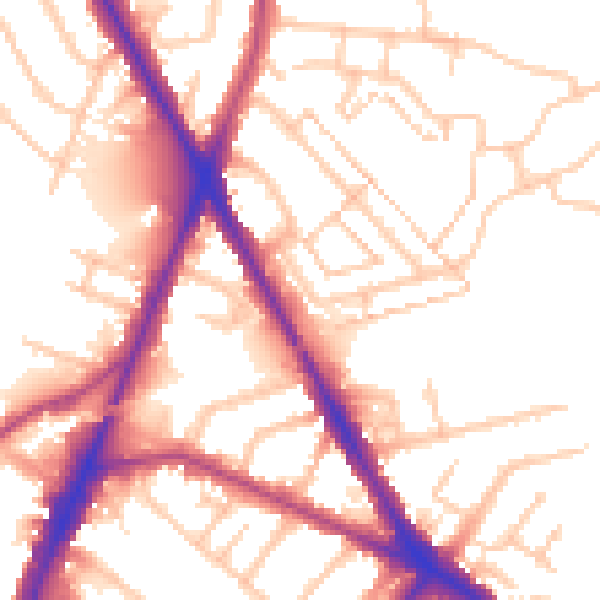 Daytime road noise heatmap for TW14 0AD