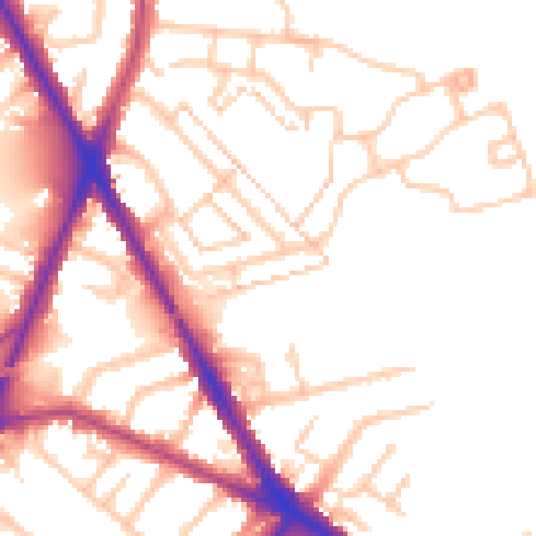 Daytime road noise heatmap for TW14 0AE