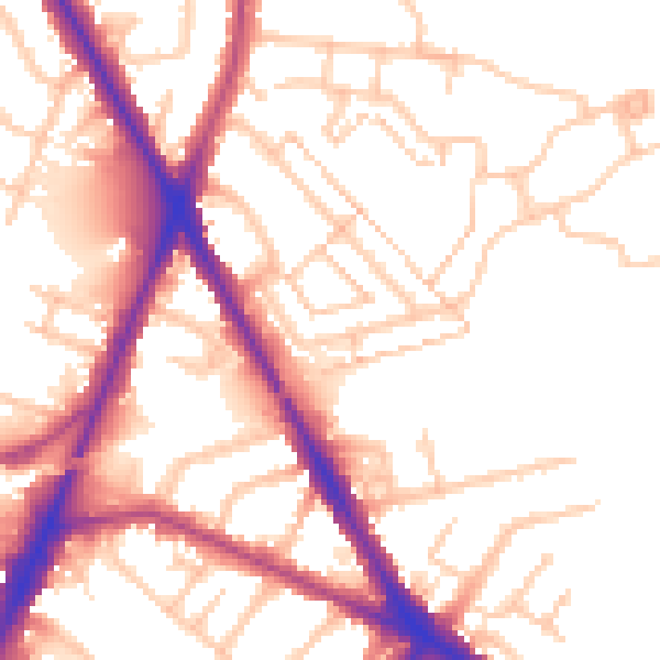 Daytime road noise heatmap for TW14 0AG