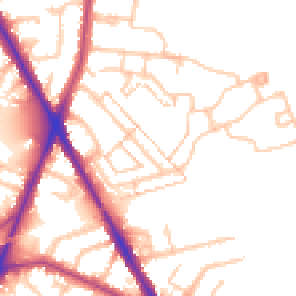 Daytime road noise heatmap for TW14 0AH