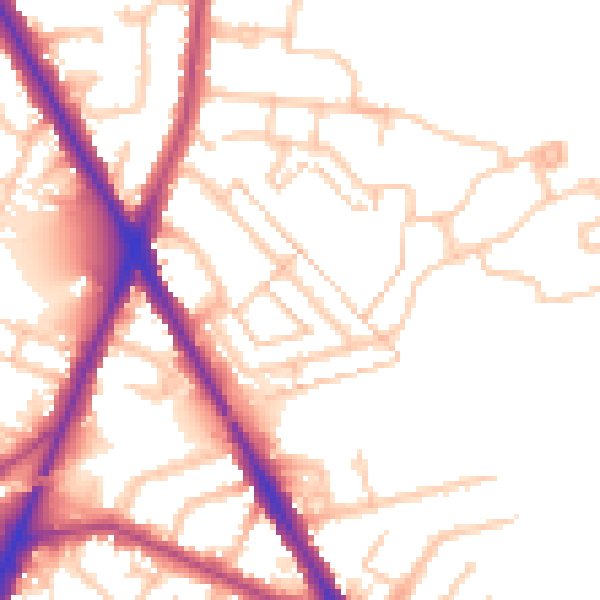 Daytime road noise heatmap for TW14 0AL