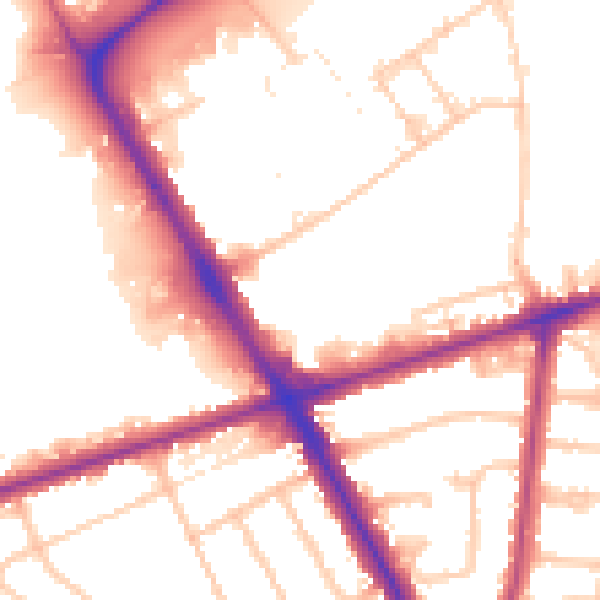 Daytime road noise heatmap for TW14 0AN