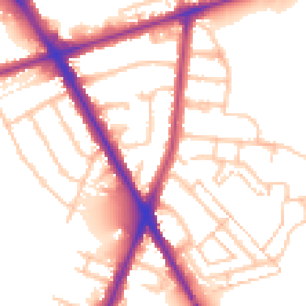 Daytime road noise heatmap for TW14 0AP