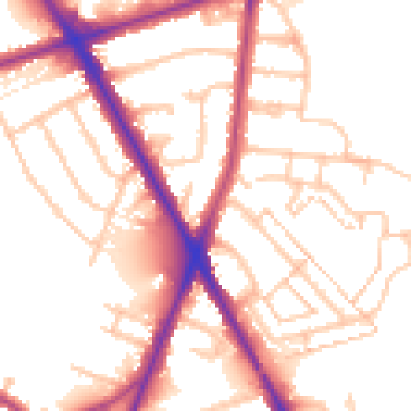 Daytime road noise heatmap for TW14 0AU