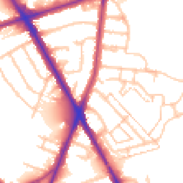 Daytime road noise heatmap for TW14 0AX