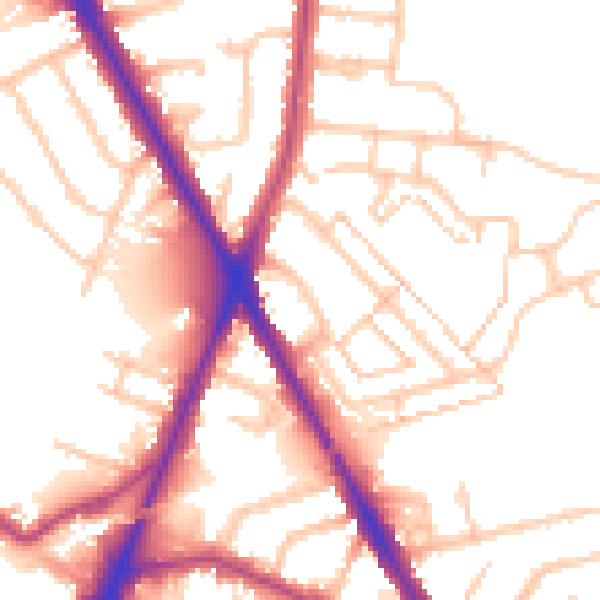 Daytime road noise heatmap for TW14 0AY