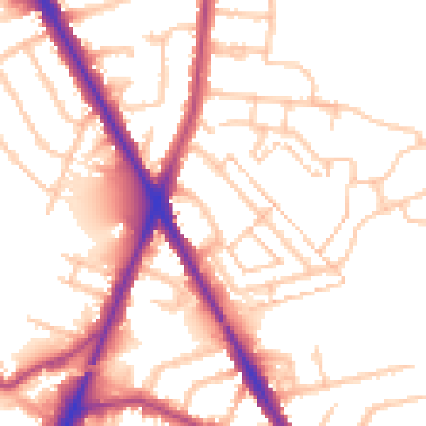Daytime road noise heatmap for TW14 0AZ
