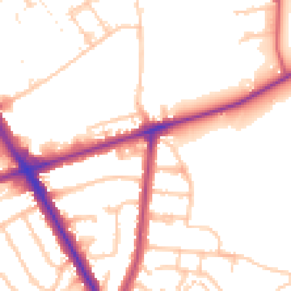 Daytime road noise heatmap for TW14 0BF