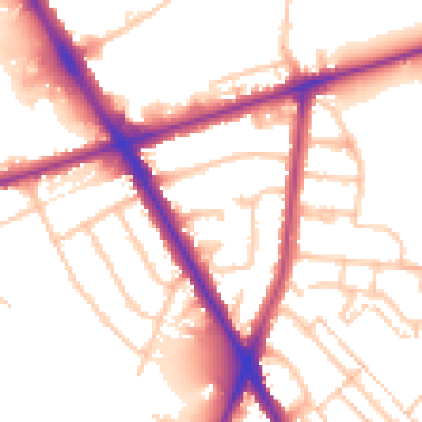 Daytime road noise heatmap for TW14 0BG