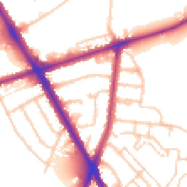Daytime road noise heatmap for TW14 0BH