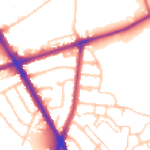 Daytime road noise heatmap for TW14 0BL