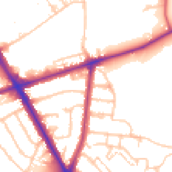 Daytime road noise heatmap for TW14 0BN