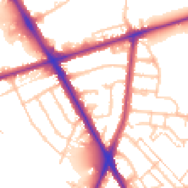 Daytime road noise heatmap for TW14 0BP