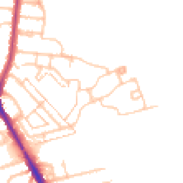 Daytime road noise heatmap for TW14 0BT