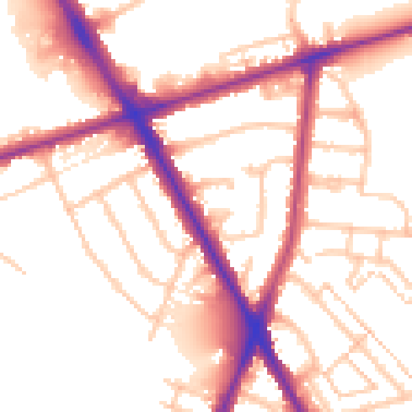 Daytime road noise heatmap for TW14 0BU