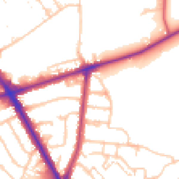 Daytime road noise heatmap for TW14 0BW