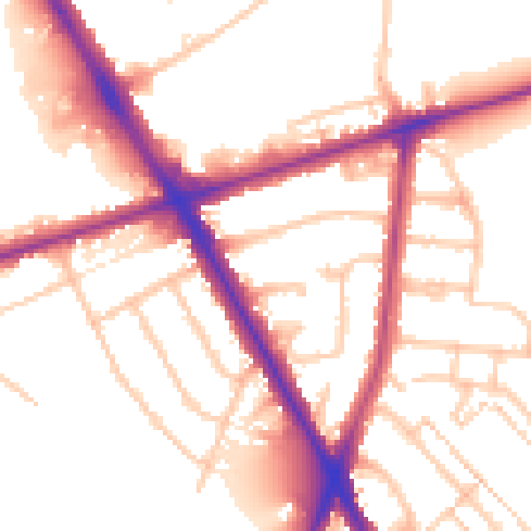 Daytime road noise heatmap for TW14 0BX