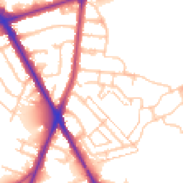 Daytime road noise heatmap for TW14 0BY