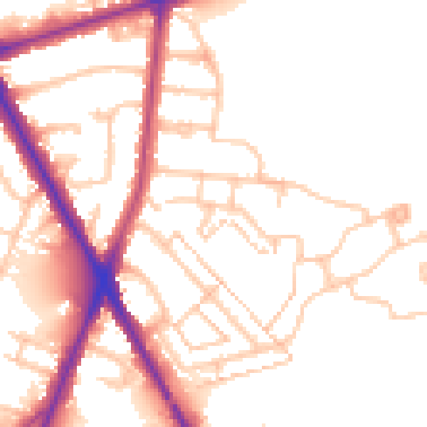 Daytime road noise heatmap for TW14 0DB