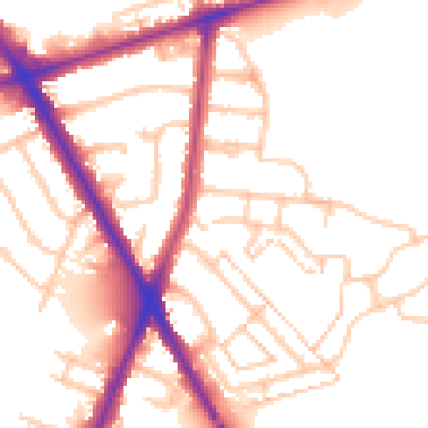 Daytime road noise heatmap for TW14 0DF