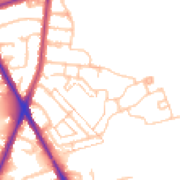 Daytime road noise heatmap for TW14 0DG
