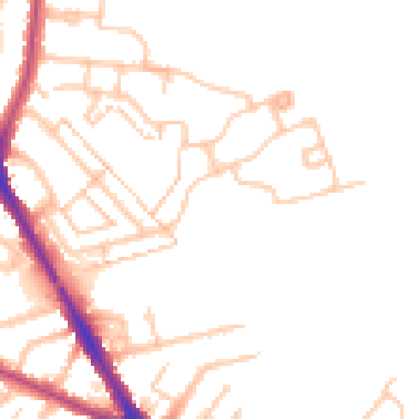 Daytime road noise heatmap for TW14 0DZ