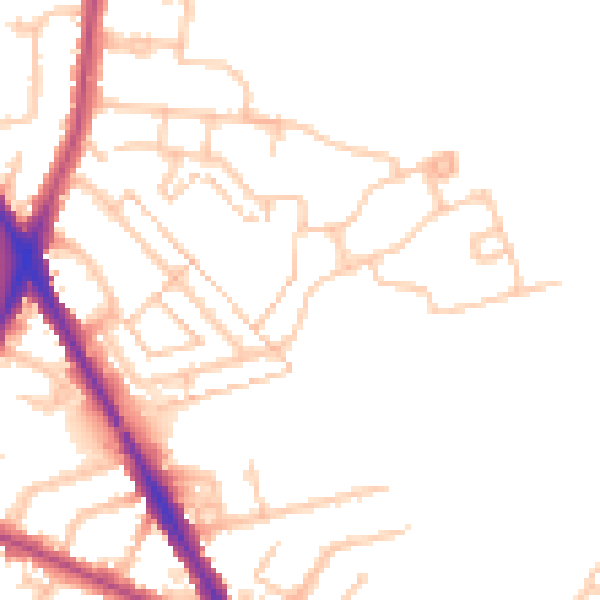 Daytime road noise heatmap for TW14 0EA