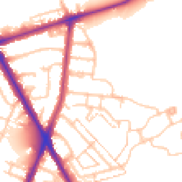 Daytime road noise heatmap for TW14 0EE