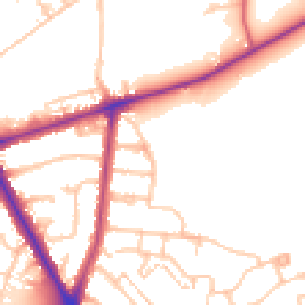 Daytime road noise heatmap for TW14 0EU
