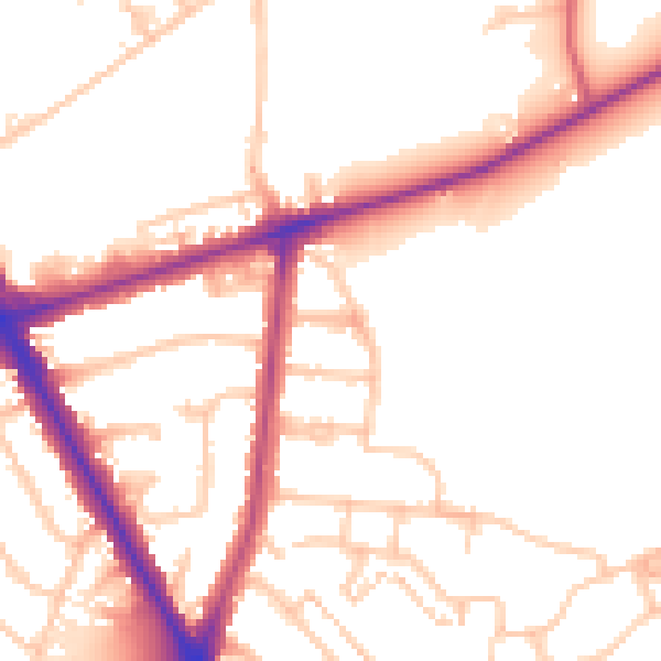 Daytime road noise heatmap for TW14 0EY