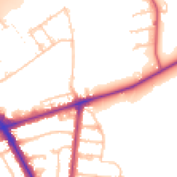 Daytime road noise heatmap for TW14 0HF