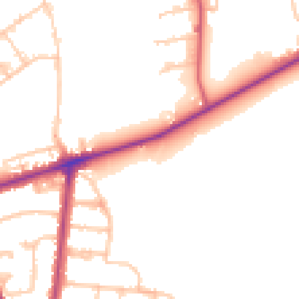 Daytime road noise heatmap for TW14 0HN