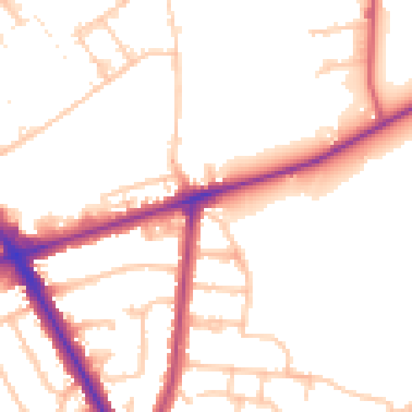 Daytime road noise heatmap for TW14 0HP