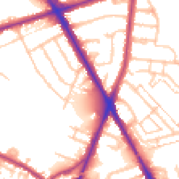 Daytime road noise heatmap for TW14 0JA
