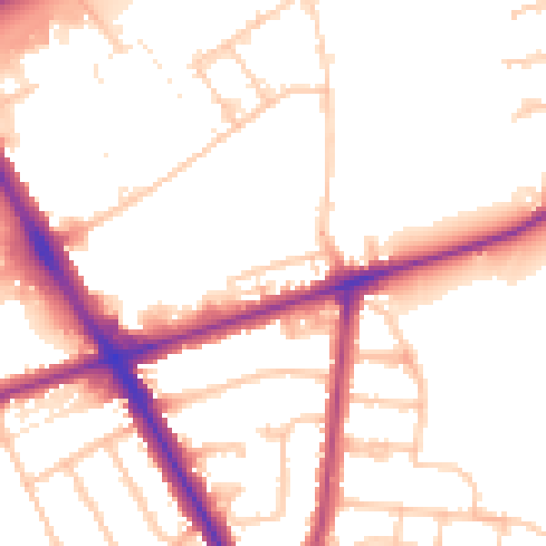 Daytime road noise heatmap for TW14 0JX