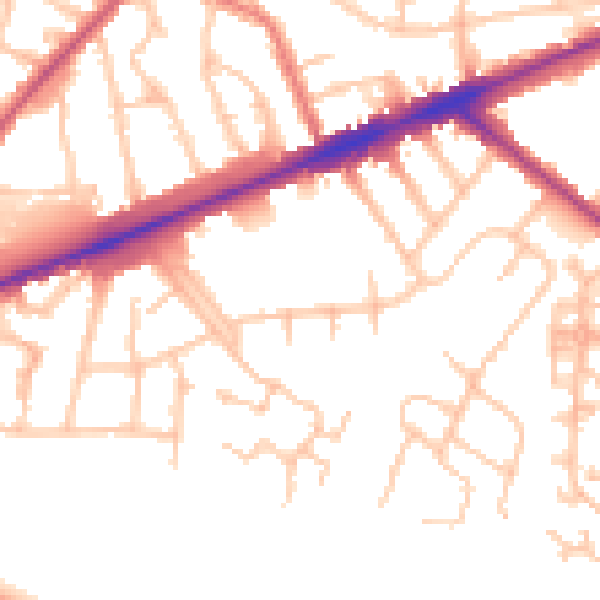 Daytime road noise heatmap for TW14 8AH