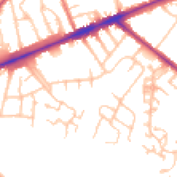 Daytime road noise heatmap for TW14 8AL
