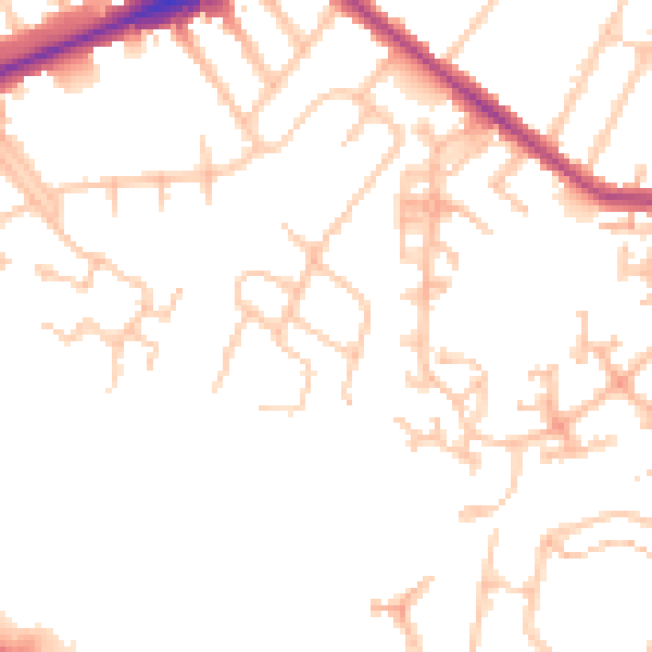 Daytime road noise heatmap for TW14 8AR