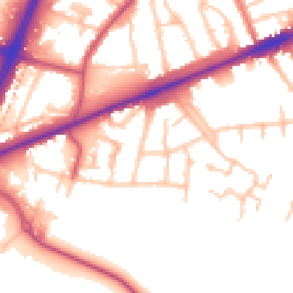Daytime road noise heatmap for TW14 8EP