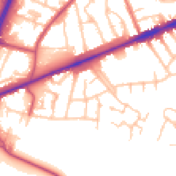 Daytime road noise heatmap for TW14 8ES