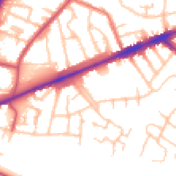 Daytime road noise heatmap for TW14 8EY