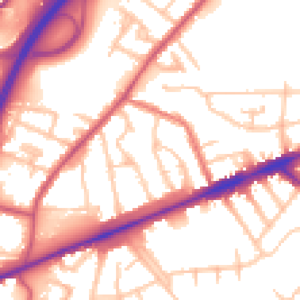 Daytime road noise heatmap for TW14 8FE