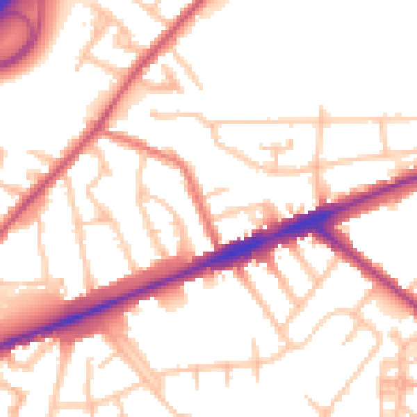 Daytime road noise heatmap for TW14 8HN