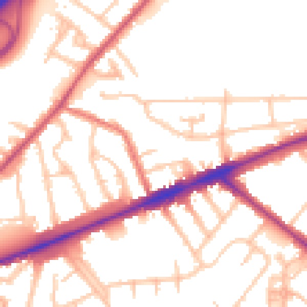 Daytime road noise heatmap for TW14 8HP