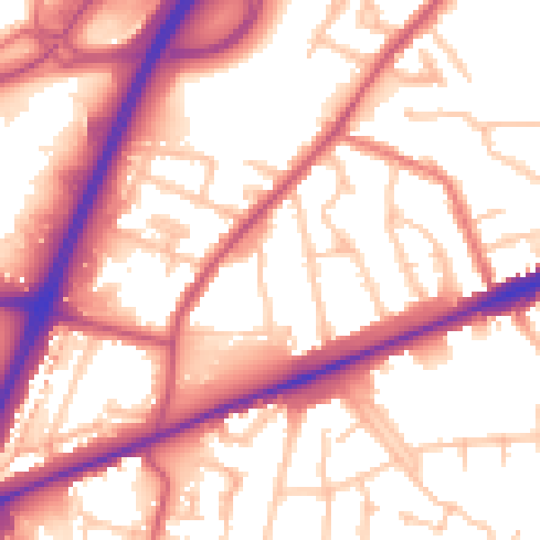 Daytime road noise heatmap for TW14 8JH