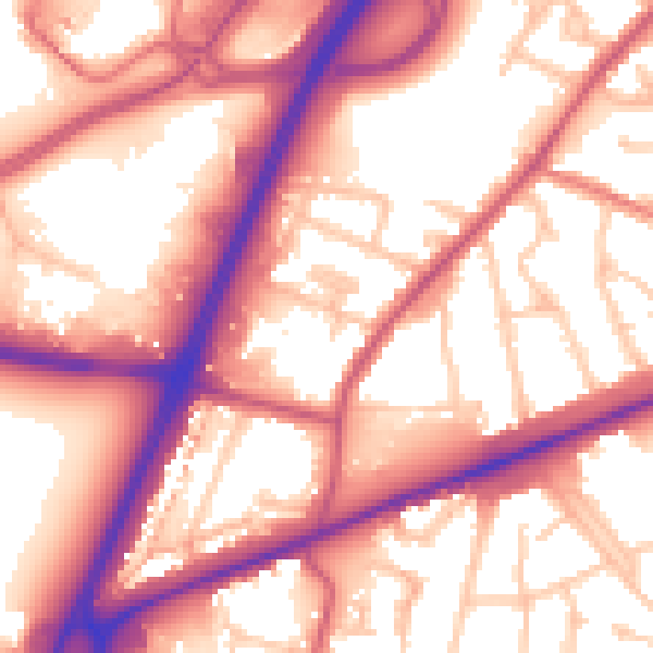 Daytime road noise heatmap for TW14 8LJ