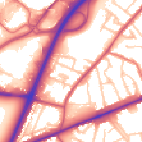 Daytime road noise heatmap for TW14 8LN