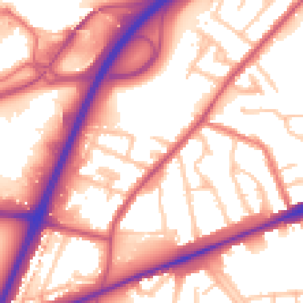 Daytime road noise heatmap for TW14 8LT